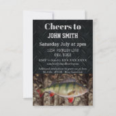 パーチ魚釣りバースデーパーティーメンズ招待状 招待状 (裏面)