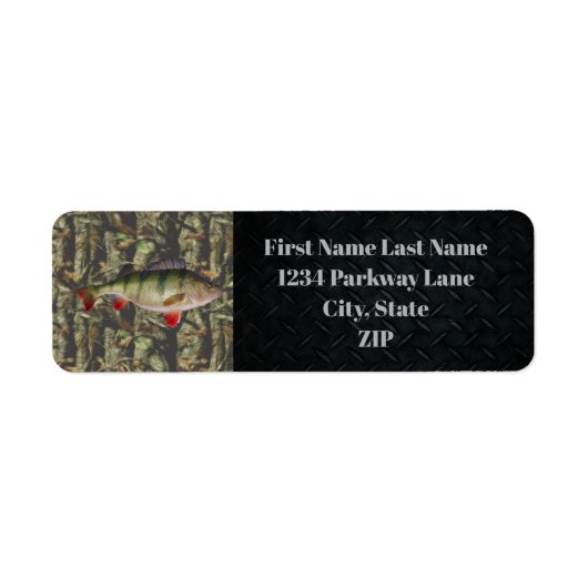 パーチ魚釣り憲章迷彩柄フィッシュスポーツアドレス ラベル (正面)