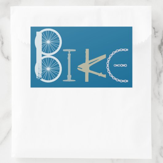 パーツから作られたバイクワカスタムードバイクもしくは自転車に乗る人用カラー 長方形シール (バッグ)