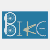 パーツから作られたバイクワカスタムードバイクもしくは自転車に乗る人用カラー 長方形シール (正面)