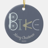 パーツカスタムからのクリスマスバイクワード日付の セラミックオーナメント (正面)