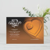 パーティしよう、ツハート ゴールド 結婚式招待状 案内状 (スタンド正面)