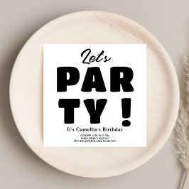 パーティしよう！ ブラック＆ホワイトのストライプの太いスクリプト 招待状