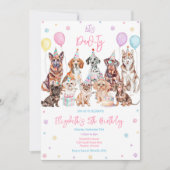 パーティしよう！子犬の誕生日パーティー招待状 招待状 (正面)