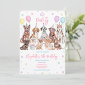 パーティしよう！子犬の誕生日パーティー招待状 招待状 (スタンド正面)