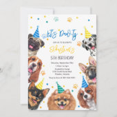 パーティしよう 子犬パーティ 犬の誕生日 招待状 (正面)
