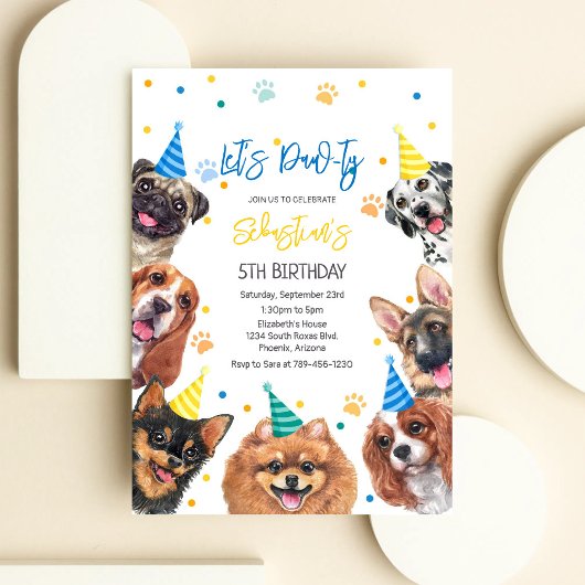 パーティしよう 子犬パーティ 犬の誕生日 招待状
