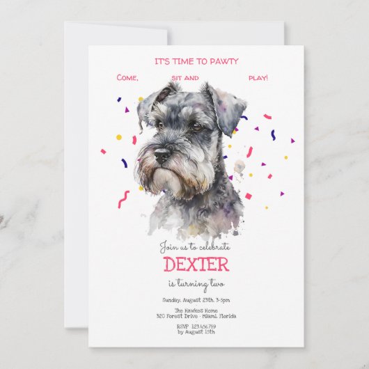 パーティしよう、犬の誕生日パーティ 招待状 (正面)