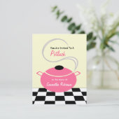 パーティのお誘い - 白黒とピンクのキッチン 招待状 (スタンド正面)