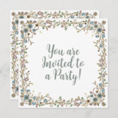 パーティの招待状と描フローラ縁ど。 招待状 (正面/裏面)