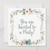 パーティの招待状と花縁どの花 招待状 (正面)