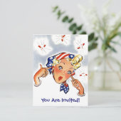 パーティの招待状のレトロの投げる爆竹 招待状 (スタンド正面)