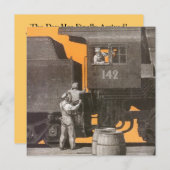 パーティの招待状の列車の機関車 招待状 (正面/裏面)