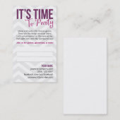パーティの招待状の名刺 名刺 (正面/裏面)