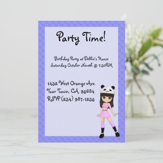 パーティの招待状の女の子らしい女の子デビー 招待状 (スタンド正面)