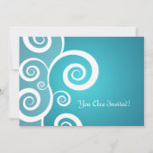 パーティの招待状の素晴らしい渦巻き青 招待状 (裏面)