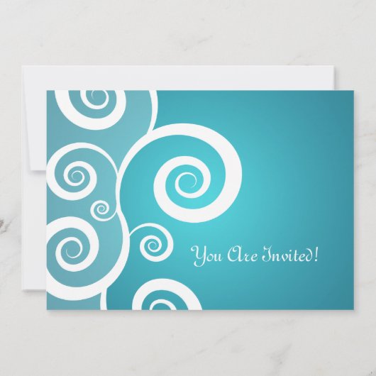 パーティの招待状の素晴らしい渦巻き青 招待状 (裏面)