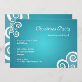 パーティの招待状の素晴らしい渦巻き青 招待状 (正面/裏面)