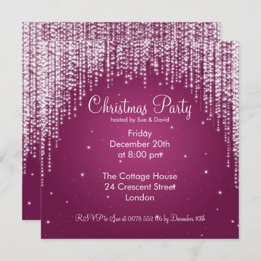 パーティの招待状の落ちるエレガントな輝きの果実 招待状 (正面/裏面)