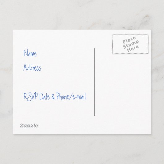 パーティの招待状の郵便はがきを調理している青い女の子 インビテーションポストカード (裏面)