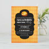 パーティの招待状を切り分けるハロウィンのカボチャ 招待状 (スタンド正面)
