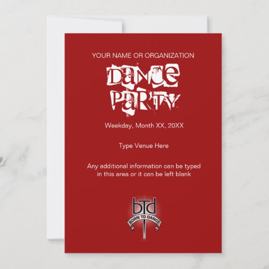 パーティの招待状を踊るために生まれて下さい 招待状 (裏面)