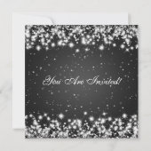 パーティの招待状エレガントスパークルカスタムブラック 招待状 (裏面)