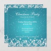 パーティの招待状エレガントスパークルカスタムブルー 招待状 (正面/裏面)