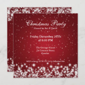 パーティの招待状エレガントスパークルカスタムレッド 招待状 (正面/裏面)