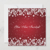 パーティの招待状エレガントスパークルカスタムレッド 招待状 (裏面)