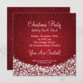 パーティの招待状エレガントナイトスパークルレッド 招待状 (正面/裏面)