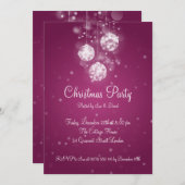 パーティの招待状エレガントボーブきらめくルピンク 招待状 (正面/裏面)