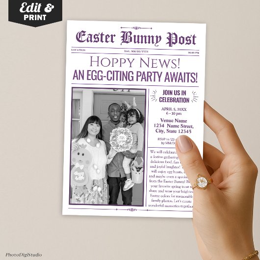パーティの招待状カスタムイースター新聞写真 招待状