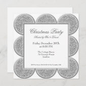 パーティの招待状スタイリッシュ銀グリッター枠 招待状 (正面/裏面)