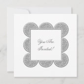 パーティの招待状スタイリッシュ銀グリッター枠 招待状 (裏面)