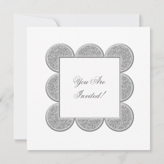 パーティの招待状スタイリッシュ銀グリッター枠 招待状 (裏面)