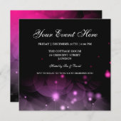 パーティの招待状スパークエレガントルズピンクブラック 招待状 (正面/裏面)