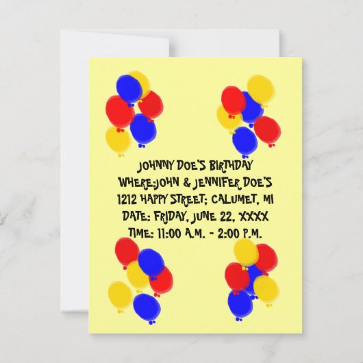 パーティの招待状ピエロ~簡単カスタマイズ~! 招待状 (裏面)