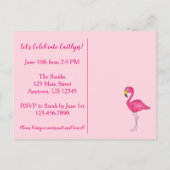 パーティの招待状ピンクフラミンゴパームツリーパイナップル インビテーションポストカード (裏面)