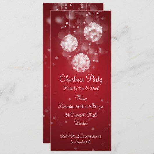 パーティの招待状ボエレガントーブルレッド 招待状 (正面/裏面)