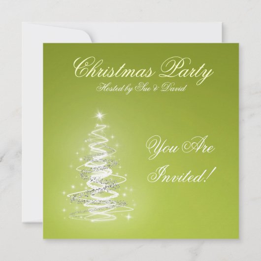 パーティの招待状ライムグリーンとクリスマスツリー 招待状 (裏面)
