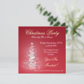 パーティの招待状レッドとクリスマスツリー 招待状 (スタンド正面)