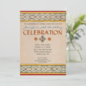 パーティの招待状地中海の-手色彩の鮮やかのタイル 招待状 (スタンド正面)