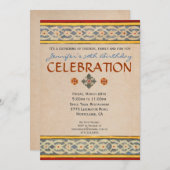 パーティの招待状地中海の-手色彩の鮮やかのタイル 招待状 (正面/裏面)