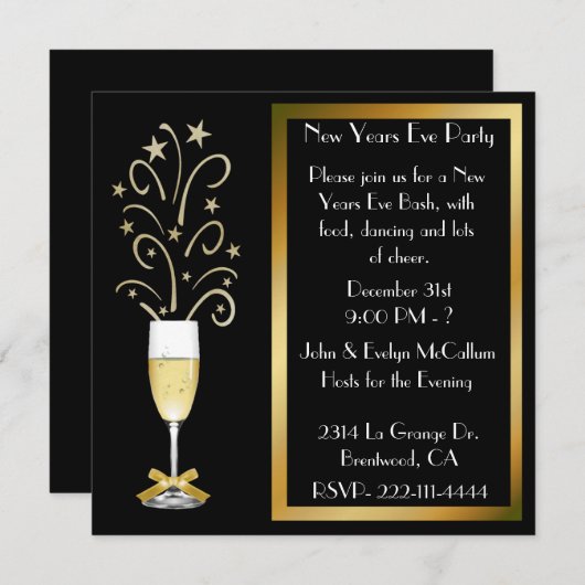 パーティの招待状大晦日の 招待状 (正面/裏面)