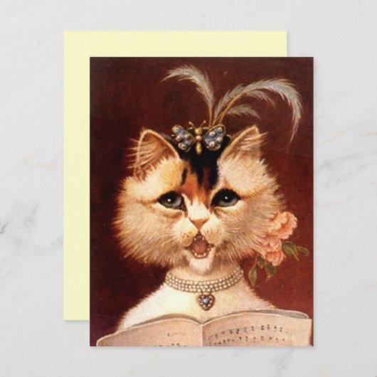 パーティの招待状歌唱パビクトリアンーラーキャット 招待状 (正面/裏面)