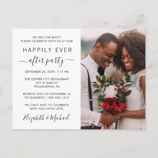 パーティの招待状結婚後ずっと幸せに撮った写真 インビテーションポストカード (正面)