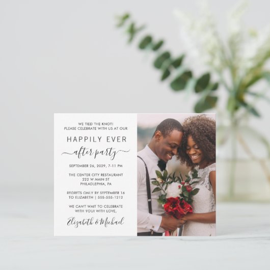 パーティの招待状結婚後ずっと幸せに撮った写真 インビテーションポストカード (スタンド正面)