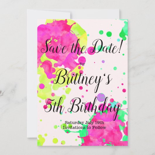 パーティの招待状絵画、アート・パーティー セーブザデート (正面)