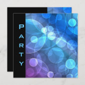 パーティの招待状羽ブラックブルーバブル 招待状 (正面/裏面)